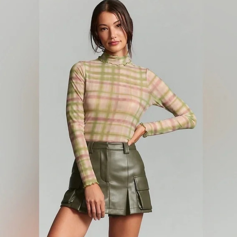 Pilcro Anthropology Mesh Pattern Turtleneck Top